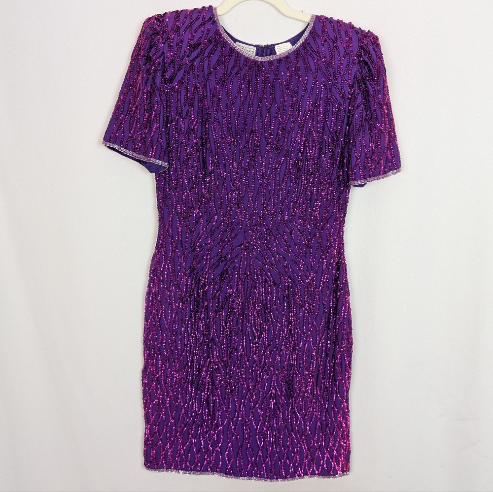 Vintage Stenay 100% Silk Sequin Dress